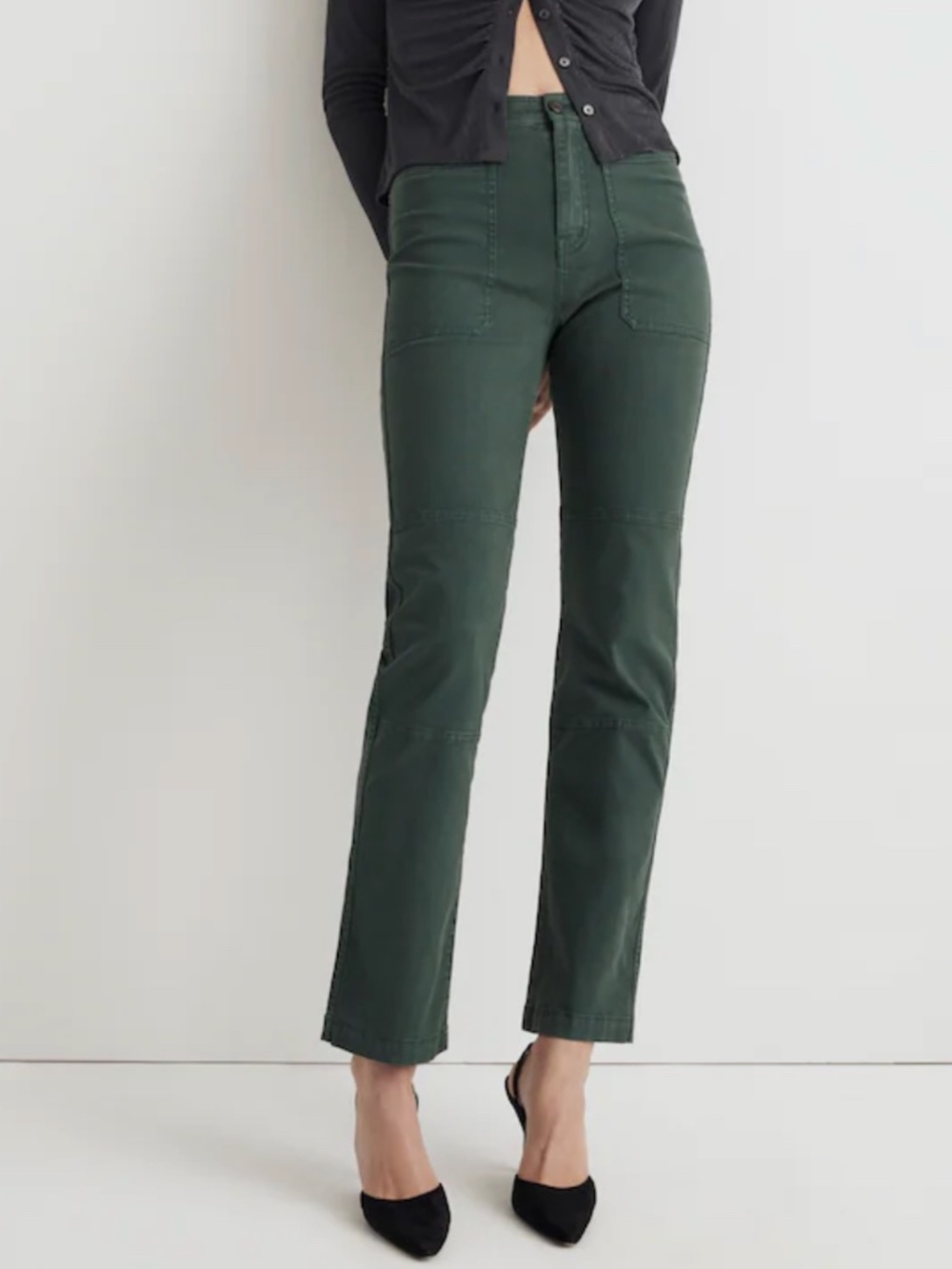 Madewell The 90s Straight Utility Pant in Garment-Dyed Canvas Old Spruce Size 28